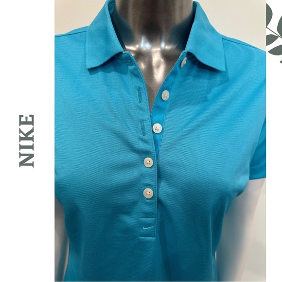 🛍️3/$40 Nike Golf Dri Fit Women's Blue Polo Short Sleeve Shirt Turquoise Small - Picture 3 of 5